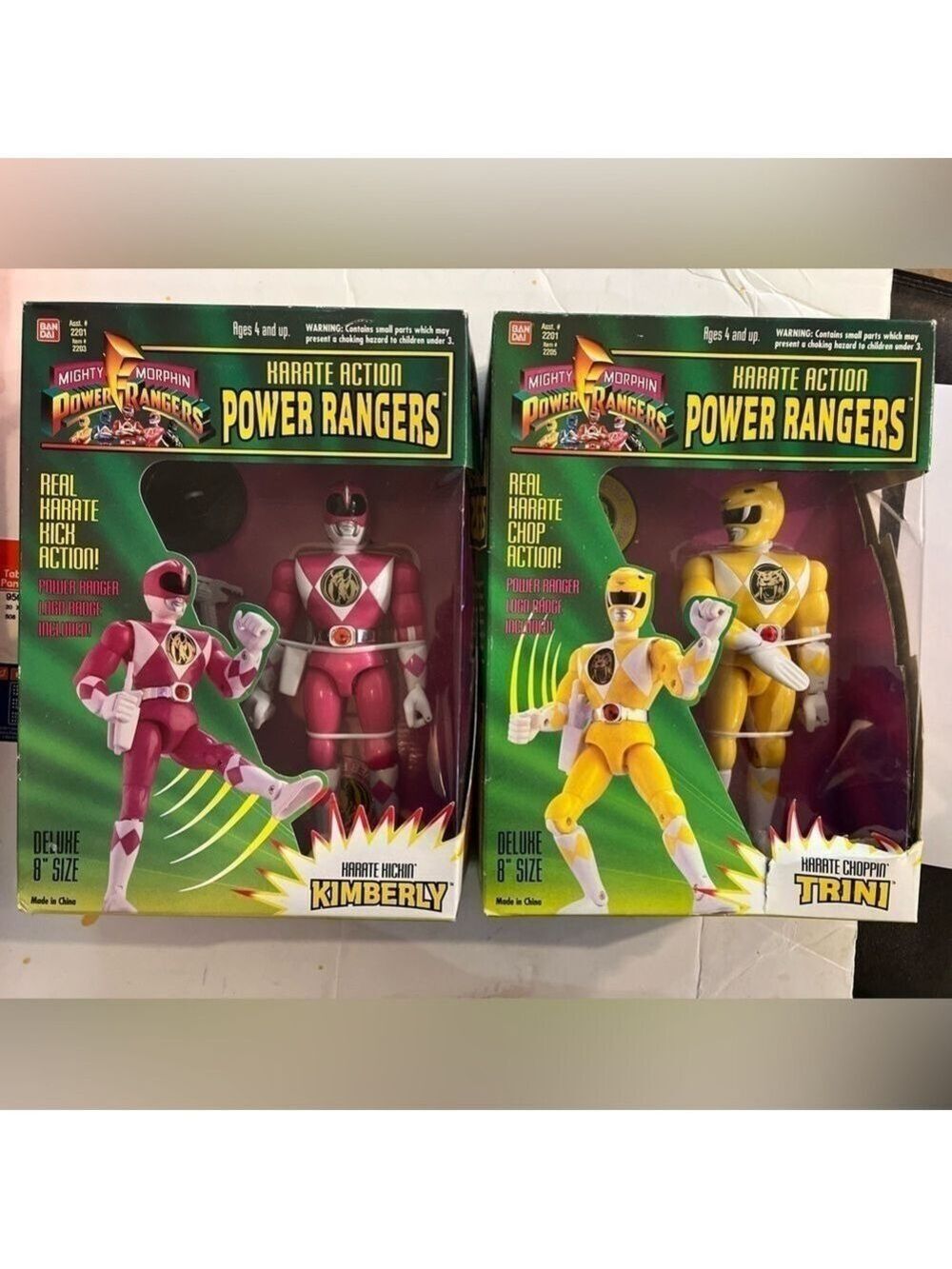 1994 Bandai Power Rangers Yellow and Red Ranger Karate Action Figure - Sealed